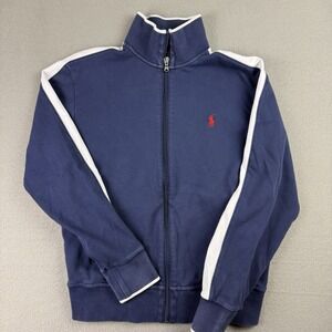 Polo Ralph Lauren Track Jacket Mens S Navy White Full Zip Red Pony STAINED